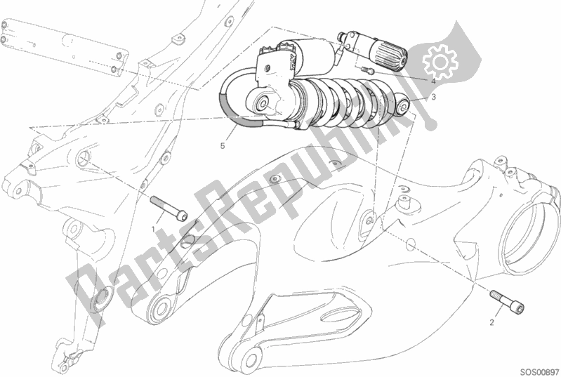 Todas las partes para Amortiguador Trasero de Ducati Multistrada 1260 S Pikes Peak Thailand 2018